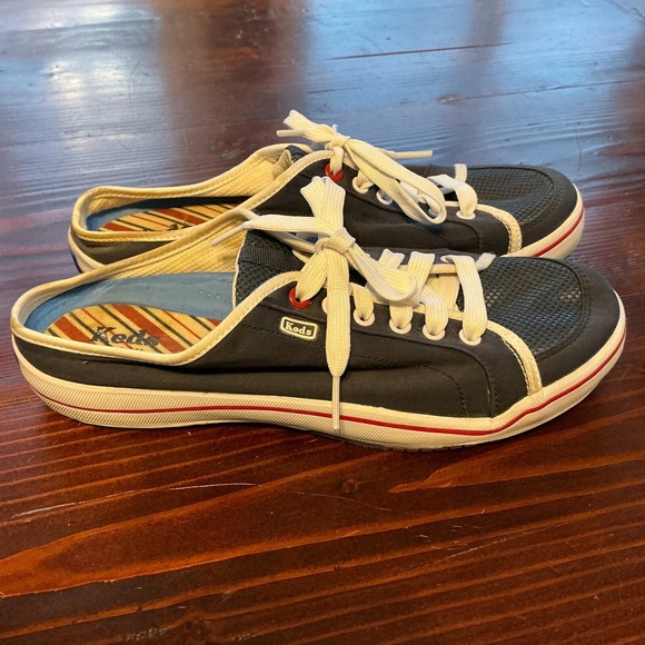 Keds Backless‎ Sneakers Womens Size 7.5 Shoe Navy Blue Fabric Lace Up WF-24467M - Picture 1 of 6
